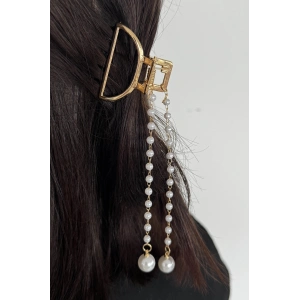 Altın Renk İnci Detaylı Mini Metal Mandal Toka