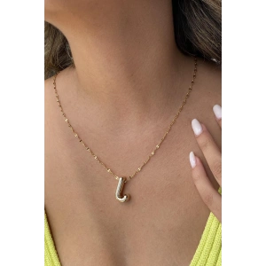 Altın Renk J Harf Çelik Balon Kolye