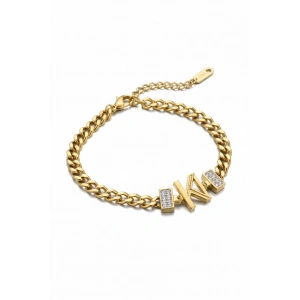 Altın Renk K Harf Çelik Bileklik