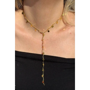 Altın Renk Kalp Detaylı Çelik Y Kolye