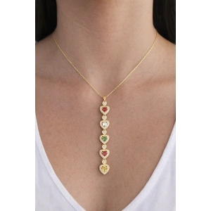 Altın Renk Kalp Figürlü 14K Altın Kaplama Y Kolye