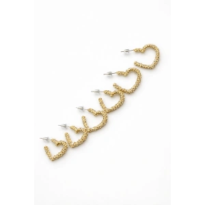 Altın Renk Kalp Figürlü 6lı Halka Küpe Set