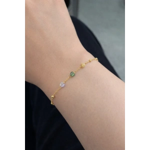 Altın Renk Kalp Figürlü Çelik Bileklik