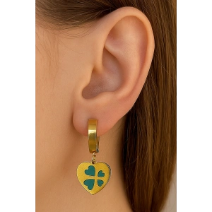 Altın Renk Kalp Figürlü Çelik Küpe (Çift)