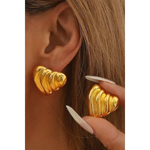 Altın Renk Kalp Figürlü Çelik Küpe (Çift)