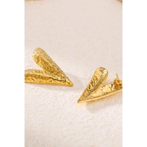 Altın Renk Kalp Figürlü Çelik Küpe (Çift)