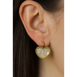 Altın Renk Kalp Figürlü Çelik Küpe (Çift)