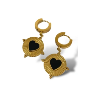 Altın Renk Kalp Figürlü Çelik Küpe (Çift)