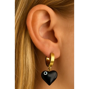 Altın Renk Kalp Figürlü Çelik Küpe (Çift)