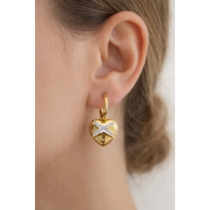 Altın Renk Kalp Figürlü Çelik Küpe (Çift)