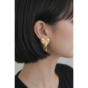 Altın Renk Kalp Figürlü Çelik Küpe (Çift)