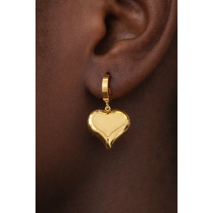 Altın Renk Kalp Figürlü Çelik Küpe (Çift)