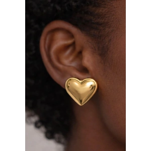 Altın Renk Kalp Figürlü Çelik Küpe (Çift)