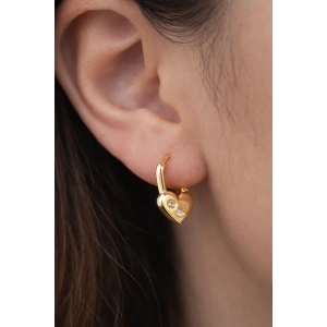 Altın Renk Kalp Figürlü Çelik TX  Küpe (Çift)