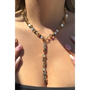 Altın Renk Kalp Figürlü Çelik Y Kolye