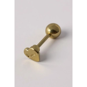 Altın Renk Kalp Figürlü Cerrahi Çelik Tragus/Kıkırdak Küpe/Piercing (Tek)