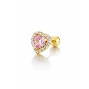 Altın Renk Kalp Figürlü Cerrahi Çelik Tragus/Kıkırdak Küpe/Piercing (Tek)