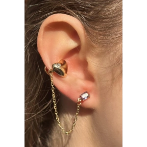 Altın Renk Kalp Figürlü Ear Cuff Küpe (Tek)
