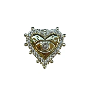 Altın Renk Kalp Figürlü Taş Detaylı Ajda Charm / Kolye/ Bileklik Ucu