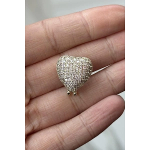 Altın Renk Kalp Figürlü Taş Detaylı Ajda Charm / Kolye/ Bileklik Ucu