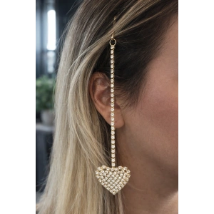 Altın Renk Kalp Figürlü Taş Detaylı Saç Aksesuarı