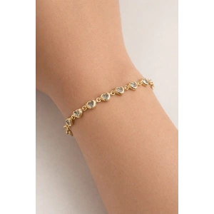 Altın Renk Kalp Figürlü Taşlı Bileklik