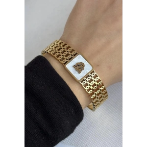 Altın Renk Kaplan Figürlü Çelik Kelepçe Bileklik