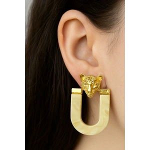 Altın Renk Kaplan Figürlü Küpe (Çift)