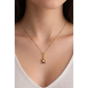 Altın Renk Kaplumbağa Figürlü Çelik Kolye