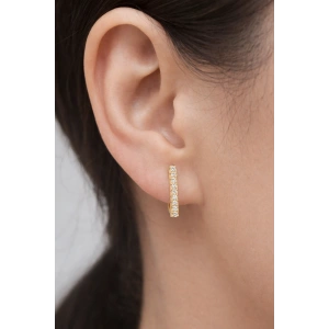 Altın Renk Kare Taşlı 14K Altın Kaplama Tx  Küpe (Çift)