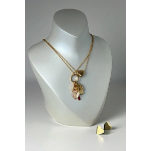 Altın Renk Karışık Figürlü Çelik Kolye Set