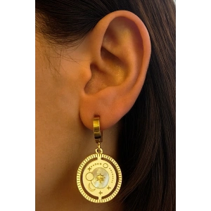 Altın Renk Karışık Figürlü Çelik Küpe (Çift)