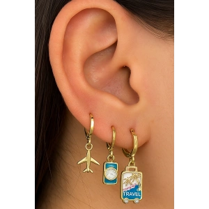 Altın Renk Karışık Figürlü Küpe Set