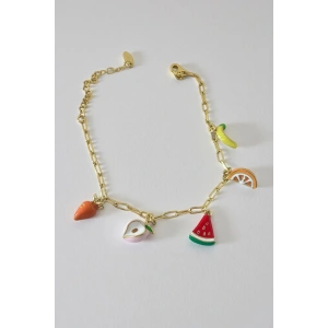 Altın Renk Karışık Figürlü Taş Detaylı YSX Bileklik