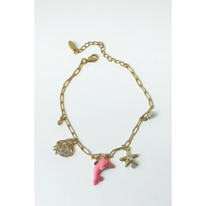 Altın Renk Karışık Figürlü Taş Detaylı YSX Bileklik