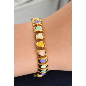 Altın Renk Karışık Mineli Zincir Bileklik