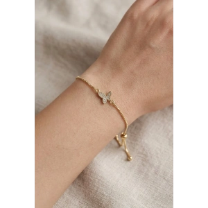 Altın Renk Kelebek Figürlü Bileklik