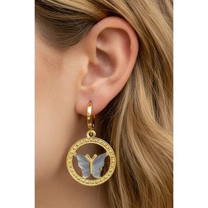 Altın Renk Kelebek Figürlü Çelik Küpe (Çift)