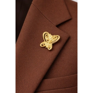 Altın Renk Kelebek Figürlü Füsun Broş