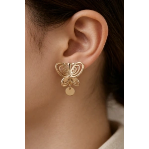 Altın Renk Kelebek Figürlü Füsun Küpe (Çift)