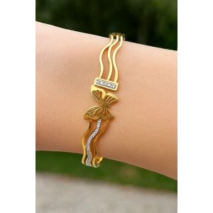Altın Renk Kelebek Figürlü Kelepçe Bileklik