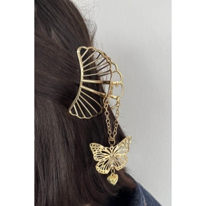 Altın Renk Kelebek Figürlü Metal Mandal Toka