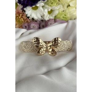 Altın Renk Kelebek Figürlü Metal Otomat Toka