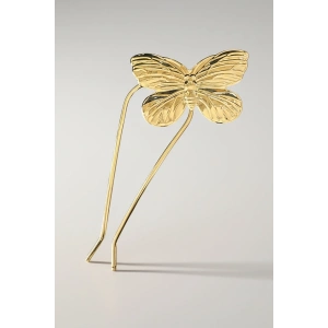 Altın Renk Kelebek Figürlü Metal Topuz Tokası