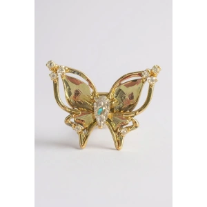 Altın Renk Kelebek Figürlü Taş Detaylı 14K Altın Kaplama TX Ear Cuff (Tek)