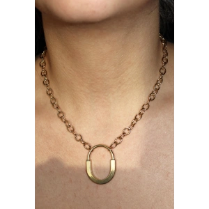 Altın Renk Kilit Figürlü Çelik Kolye