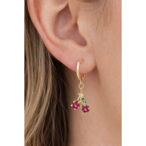 Altın Renk Kiraz Figürlü 14K Altın Kaplama Tx Küpe (Çift)