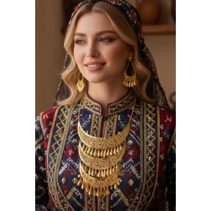 Altın Renk Kolye Ve Küpe Düğün Kına Nişan Gelin Seti