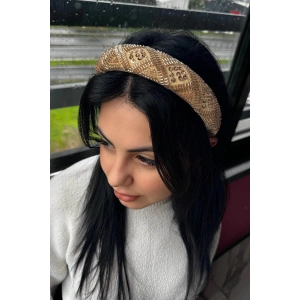 Altın Renk Kristal Boncuk Detaylı Taç