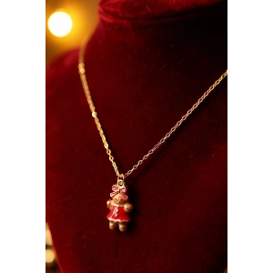 Altın Renk Kurabiye Kız Figürlü Çelik Yılbaşı Kolyesi